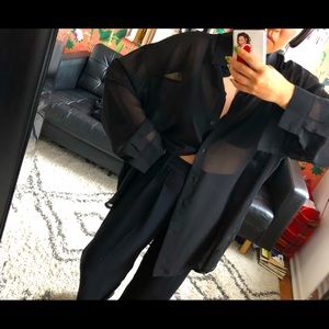 Stylenanda Oversized Sheer Button Up